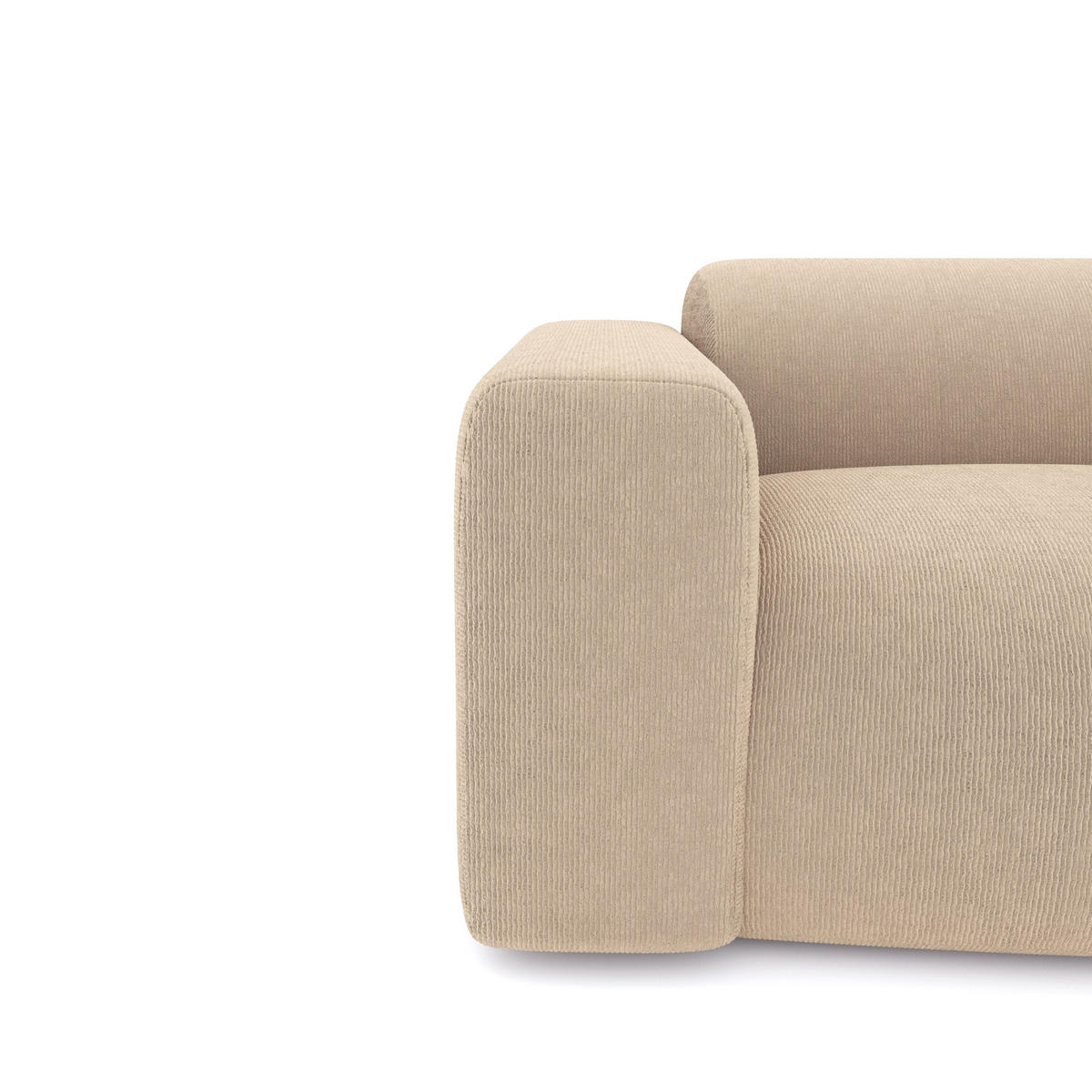 SESSEL Gerippter Samt Beige 130cm - Beige, Textil (130/67/97cm) - Sia Home
