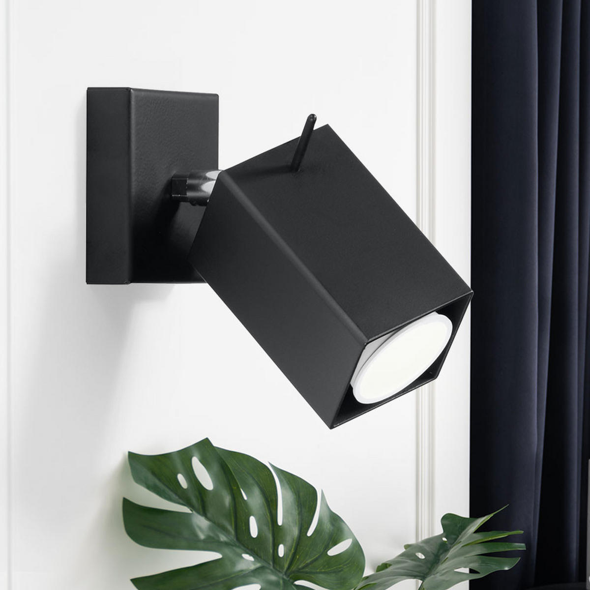 WANDELEUCHTE Merida Stahl Schwarz - Schwarz, Metall (8/15/10cm)