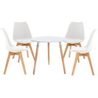 TISCHGRUPPE Holz Weiß (5-teilig) - Weiß, Holz (180/83/180cm) - CLP