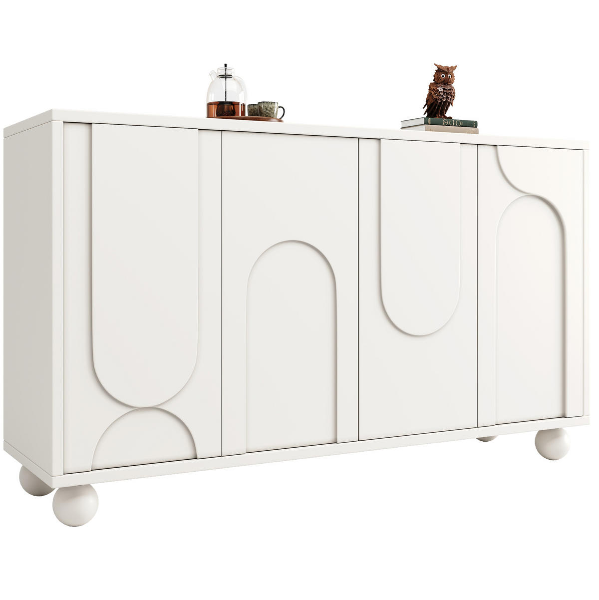 SIDEBOARD aus MDF 120x35x71 cm Weiß mit verstellbarem Einlegeboden und Kippschutz - Weiß, Holzwerkstoff (120/71/35cm) - IVMEU