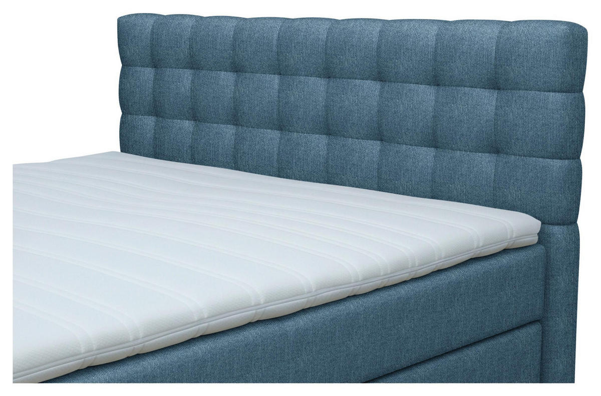 BOXSPRINGBETT London Blau ca. 160 / 200 cm - Blau, Holz - Premium Living