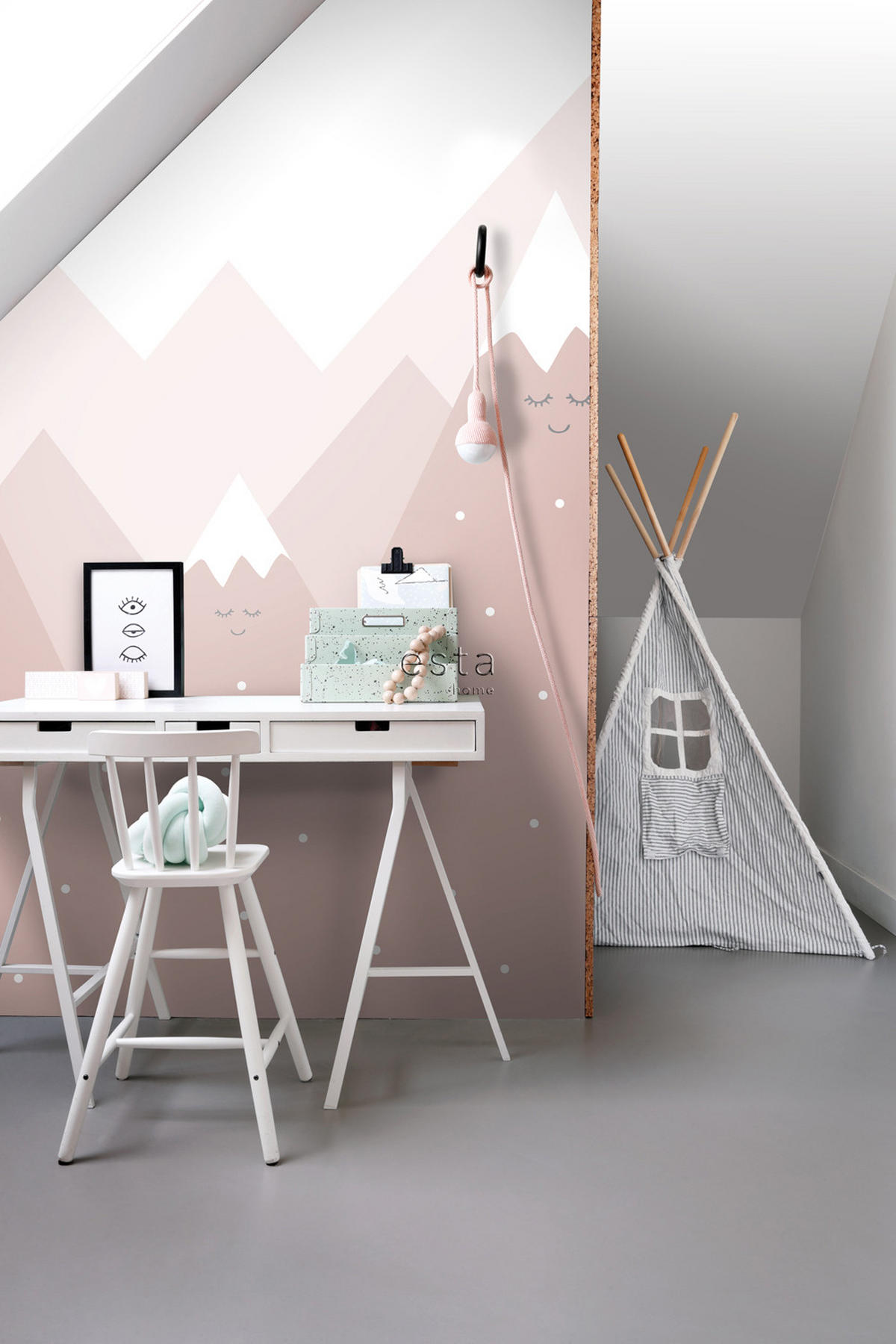 FOTOTAPETE Berge 200 x 279 cm - Pink, Papier (200/279cm) - ESTAhome