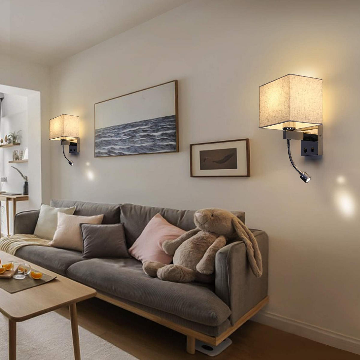 WANDLEUCHTE Pewter 35/17/20 cm - Silberfarben, Metall (17/20/35cm) - ZMH