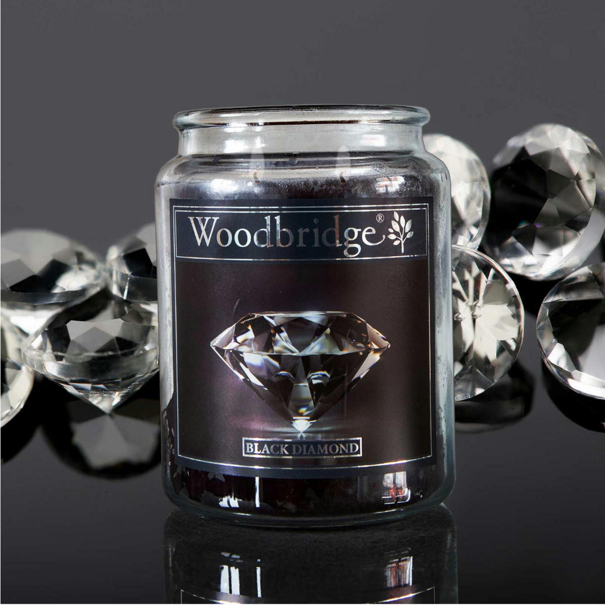 WOODBRIDGE Duftkerze - Schwarz, Naturmaterialien/Glas (17cm)