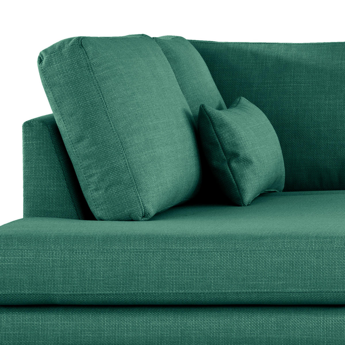 WOHNLANDSCHAFT mit Longchair - Dunkelgrün/Eichefarben, Eichenholz/Textil (371/81/219cm) - home24