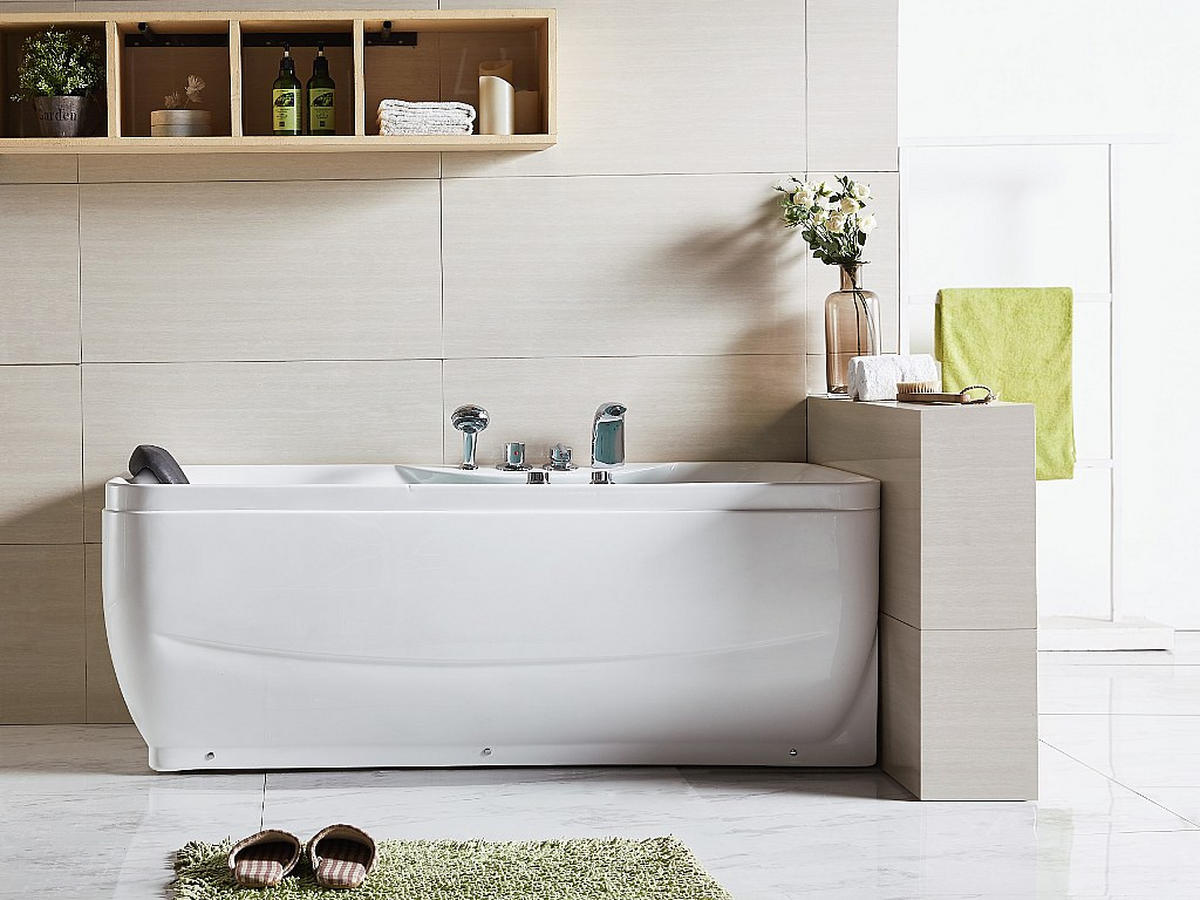 WHIRLPOOLBADEWANNE - 1 Person - acryl - weiß Gavino - Weiß, Kunststoff (150/54.5/75cm) - Vente-Unique