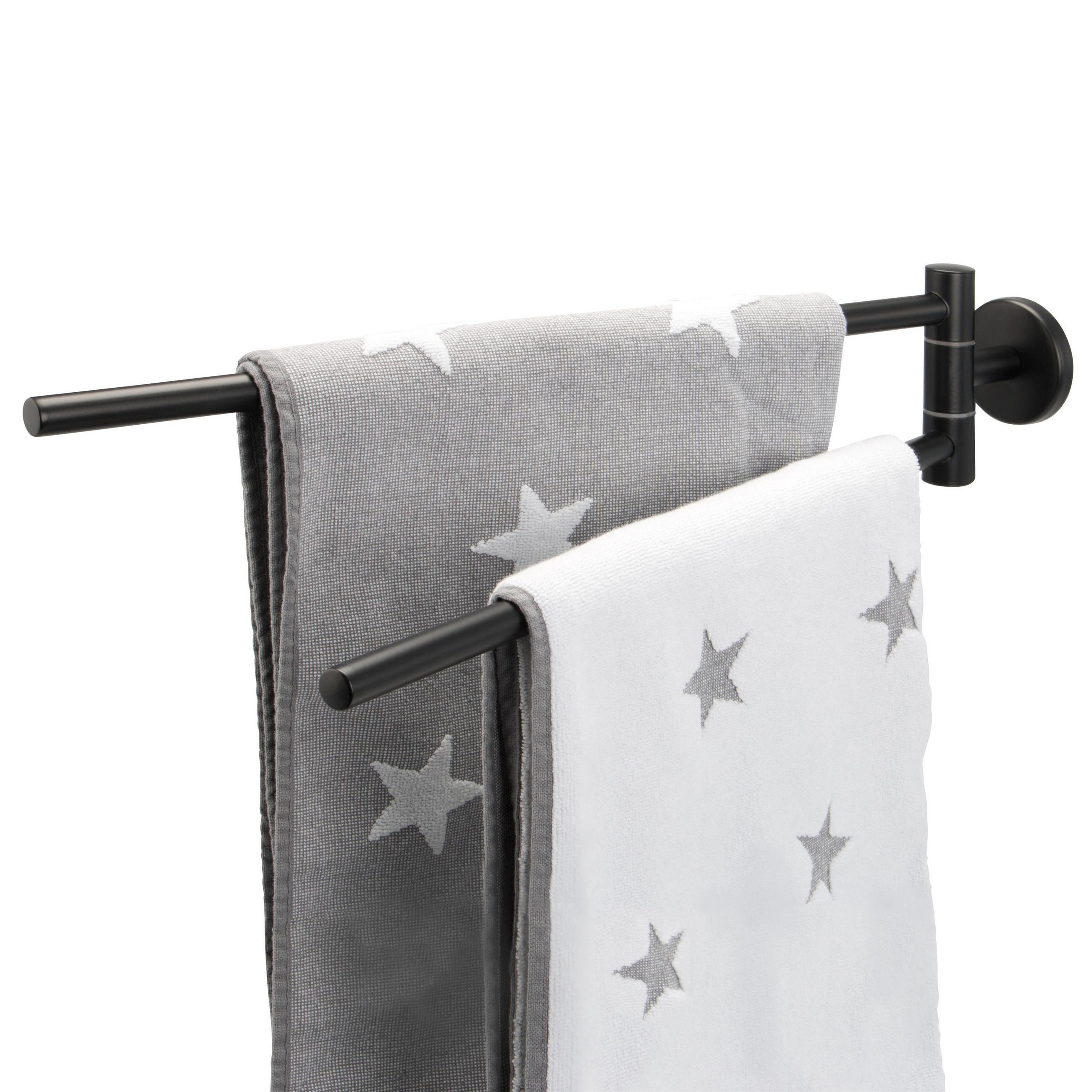 HANDTUCHSTANGE PIAZZA BLACK, schwarz, Edelstahl - Schwarz, Kunststoff (5.8/10/50cm) - bremermann