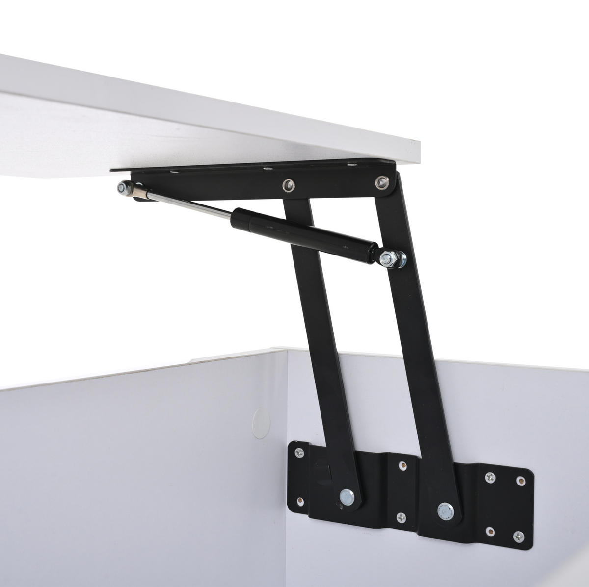 KONFERENČNÍ stolek, 100/50/40 cm bílý, výškově nastavitelný s úložným prostorem a LED - bílá, kompozitní dřevo (100/50/40cm) - BEAOK