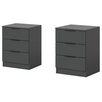 NACHTTISCH 2er Set grau 45 x 60 cm, Nachtkommode in Komforthöhe - Schwarz/Grau, Holzwerkstoff/Kunststoff (45/60/40cm) - Inn.Furn