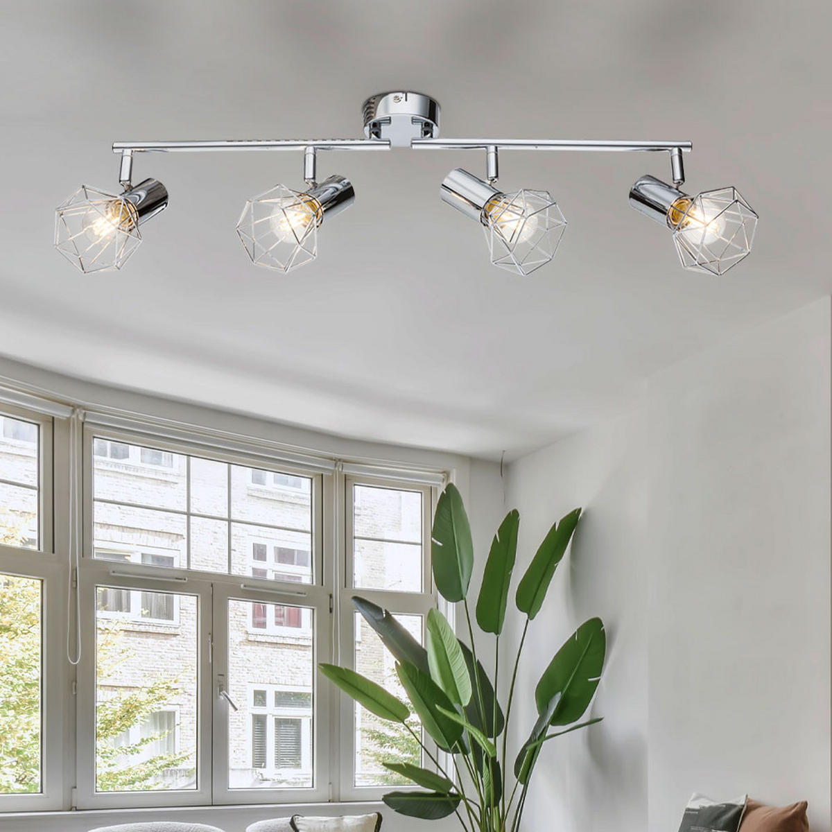 DECKENLEUCHTE Metall Silber XARA I - Silberfarben, Metall (60/9.3/15cm) - Globo Lighting