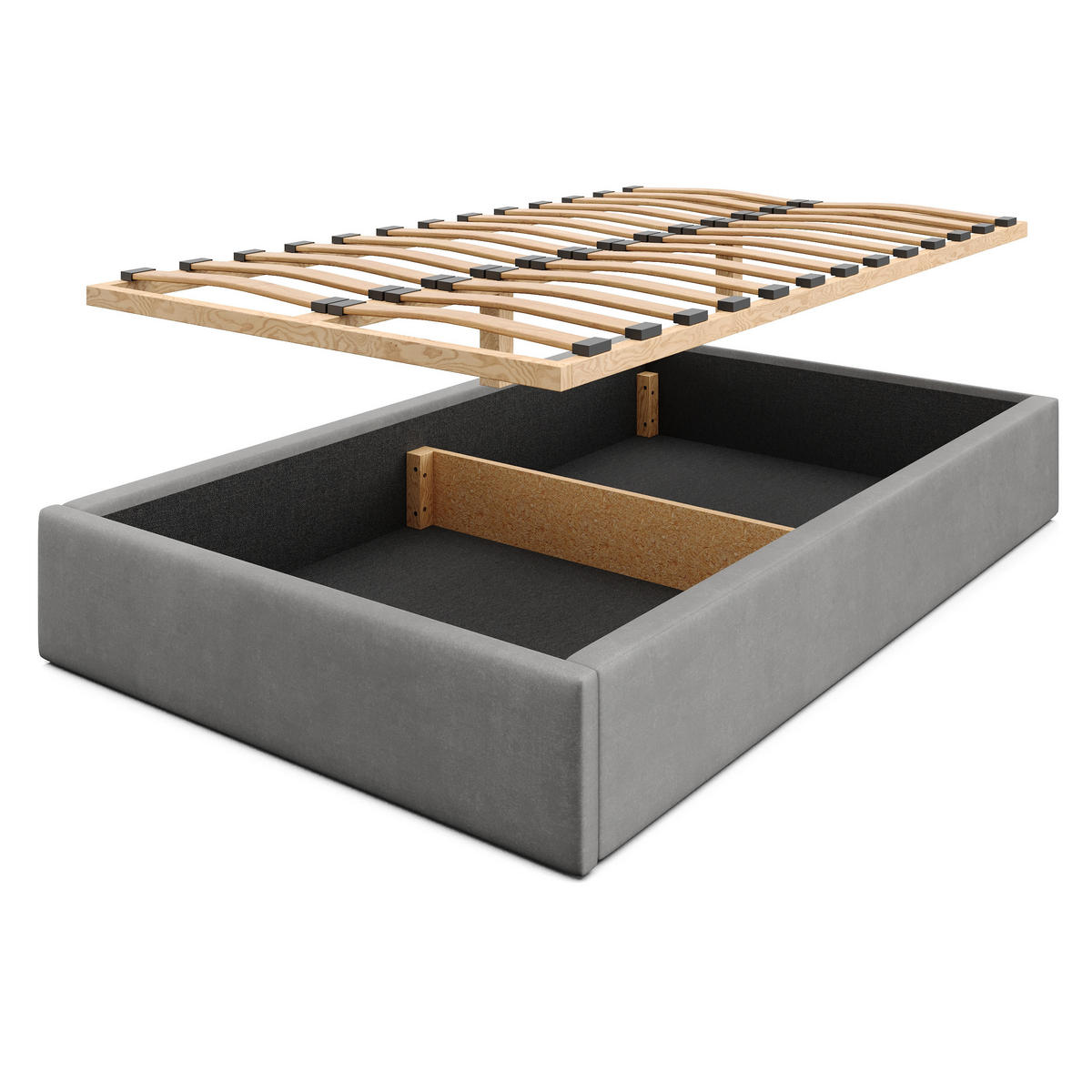 POLSTERBETT 120x200cm Bett mit Stauraum Lattenrost Grau - Grau, Holz/Holzwerkstoff (120/200cm) - Muralo