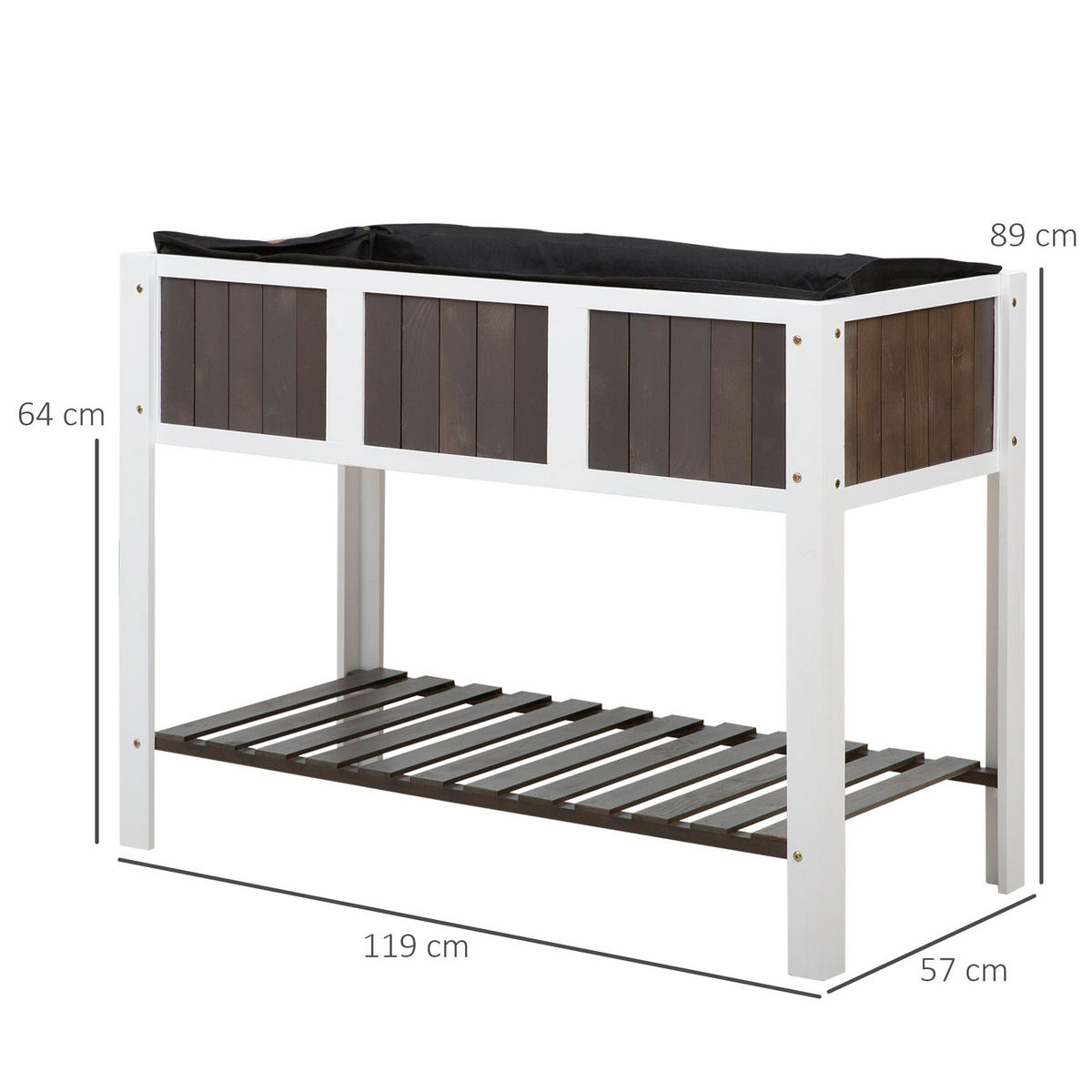 HOCHBEET, Weiß+Grau, Tanne, nicht gewebter Stoff - Weiß, Holz (57/89/119cm) - Outsunny