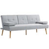 SCHLAFSOFA Sofabett Schlafcouch 3 Sitzer Leinen Hellgrau - Hellgrau/Naturfarben, Holz/Textil (77/78/181cm) - HOMCOM