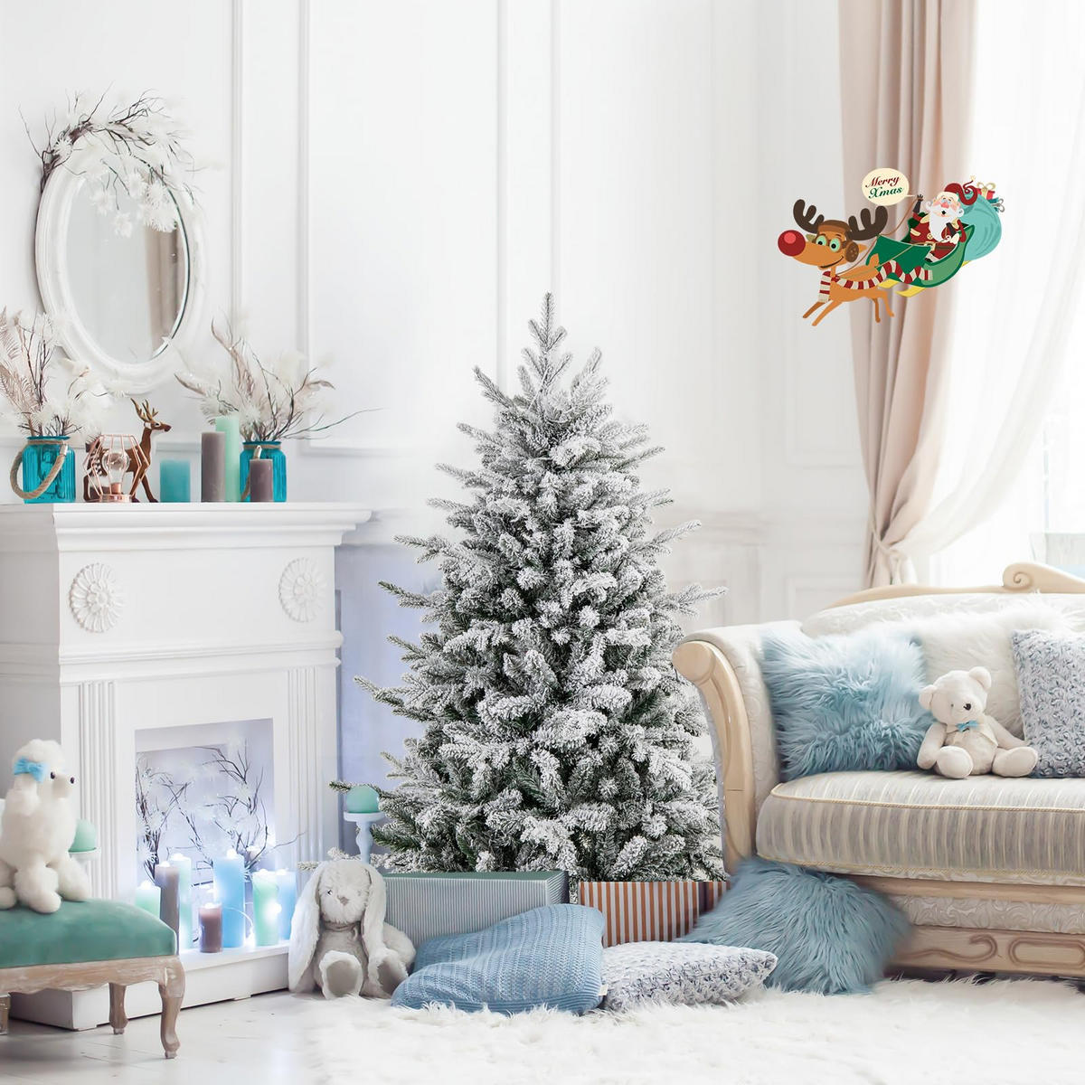 WEIHNACHTSBAUM mit 60 mehrfarbigen LED-Lichtern 146 cm grün - Grün, Metall (135cm) - COSTWAY