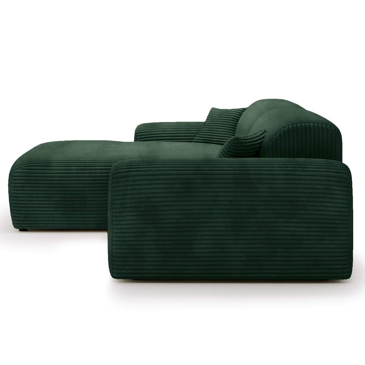 ECKSOFA mit Longchair - Cord - Schwarz/Grün, Kunststoff/Textil (284/178cm) - home24