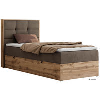 BOXBETT ALBERO 1 90/200 - Braun Velvet - Topper T25 - H3 - Links - Schwarz/Braun, Kunststoff/Textil (90/200cm) - MKS
