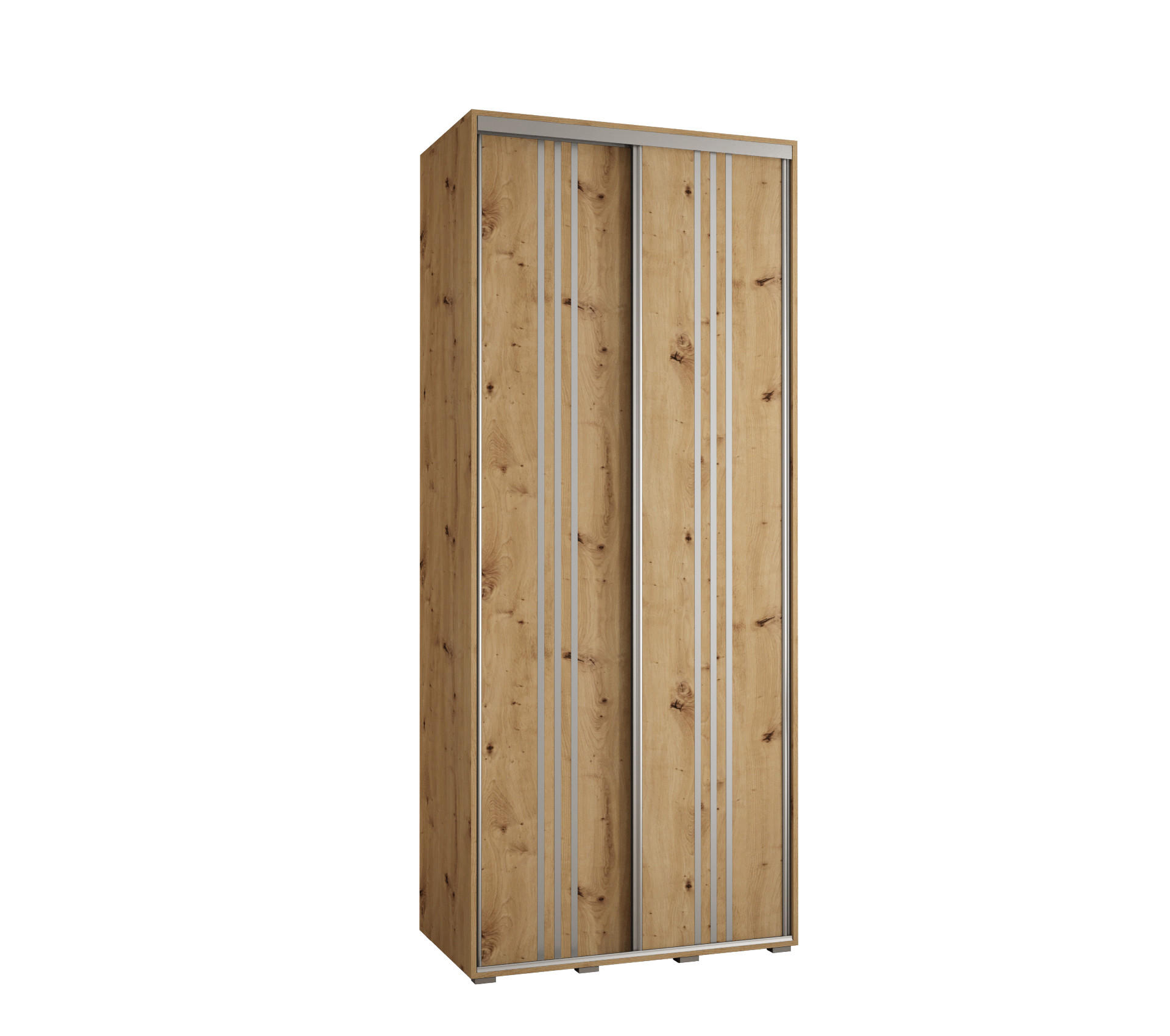 Abiks Möbel Schwebetürenschrank Eiche Artisan, Eiche Artisan, Silber 120x235x45 cm