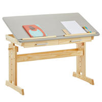 KINDERSCHREIBTISCH OLIVIA - Naturfarben/Grau, Holz (109/130/55cm) - IDIMEX