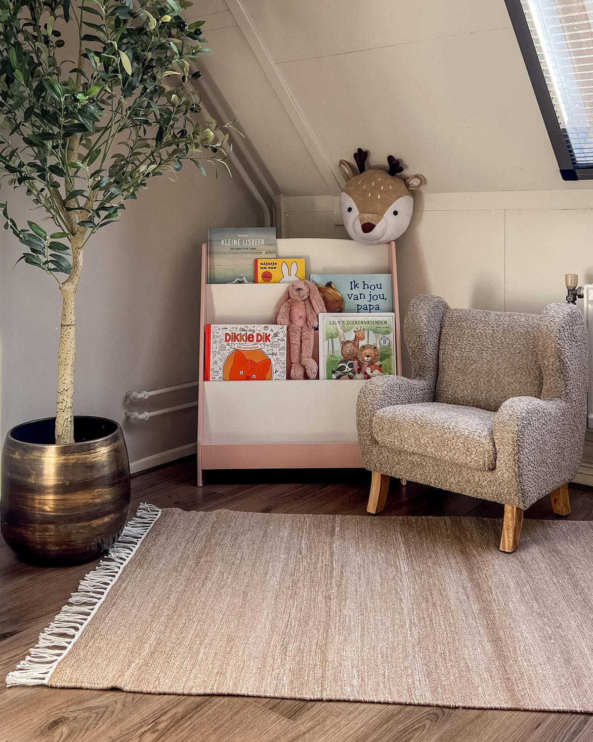 FOTOLIU PENTRU COPII bej Farum - maro/taupe, material textil (45/55/41cm) - Beliani