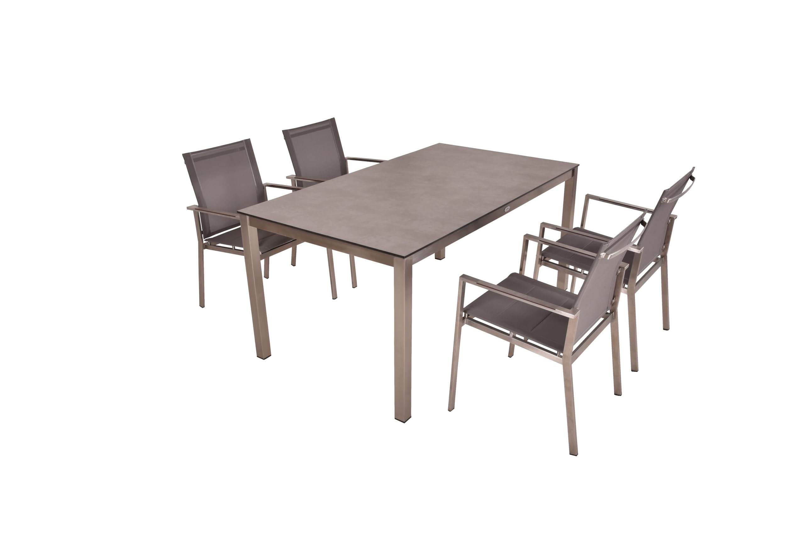 GARTEN-SITZGRUPPE David 5-teilig Gartenmöbel-Set - Grau, Kunststoff - DELUKE