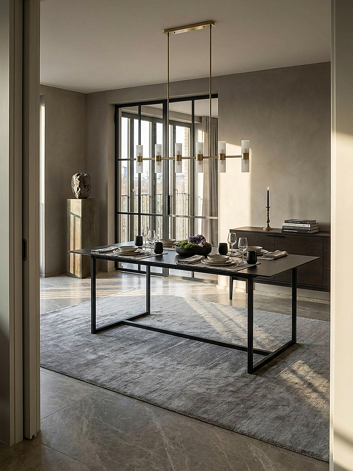 ESSTISCH Glas Keramik Marmoroptik Designer 180x90 ARCTIC, Schwarz 180x90x76 cm - Schwarz, Glas/Metall (90/180/76cm) - KADIMA DESIGN