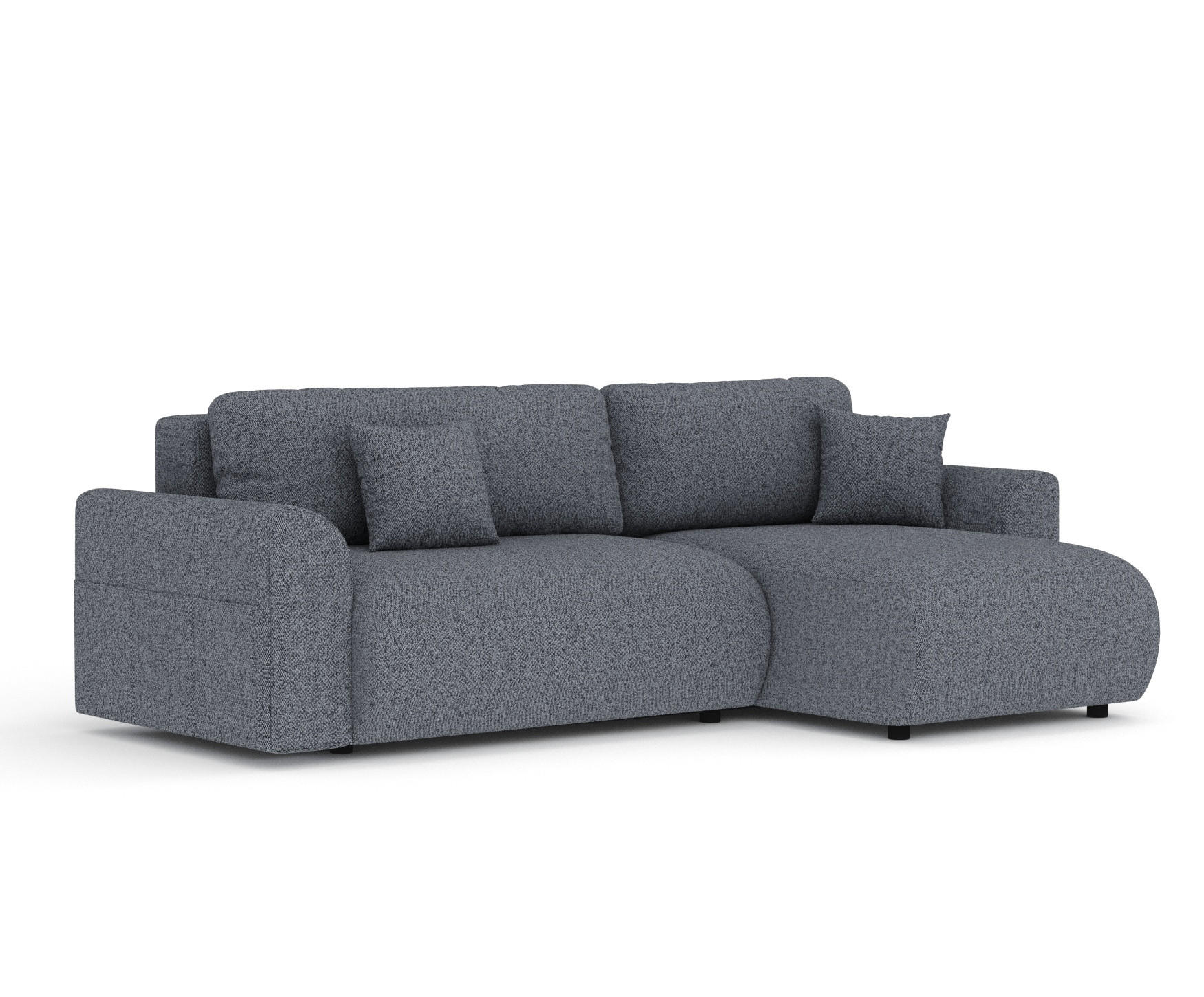 ECKSOFA MIT SCHLAFFUNKTION Bodega Blau Grau Webstoff - Blaugrau/Schwarz, Holz/Holzwerkstoff (235/138cm) - Maison de Reve