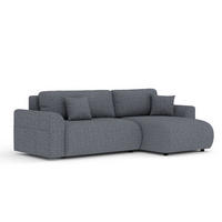 ECKSOFA MIT SCHLAFFUNKTION Bodega Blau Grau Webstoff - Blaugrau/Schwarz, Holz/Holzwerkstoff (235/138cm) - Maison de Reve