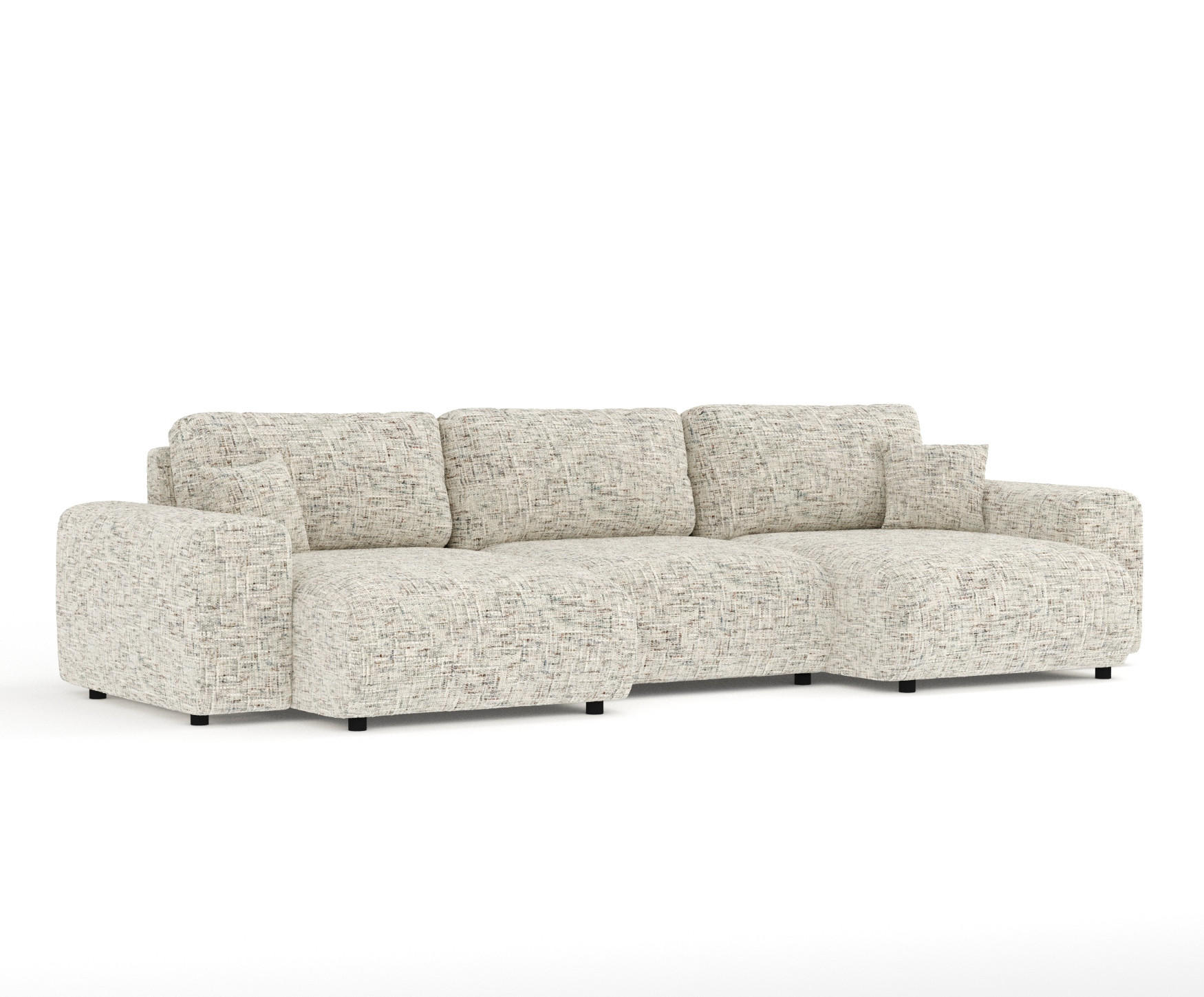 PANORAMASOFA Zanzibar Beige Webstoff - Beige/Schwarz, Holz/Holzwerkstoff (325/79/144cm) - Maison de Reve