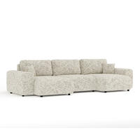 PANORAMASOFA Zanzibar Beige Webstoff - Beige/Schwarz, Holz/Holzwerkstoff (325/79/144cm) - Maison de Reve