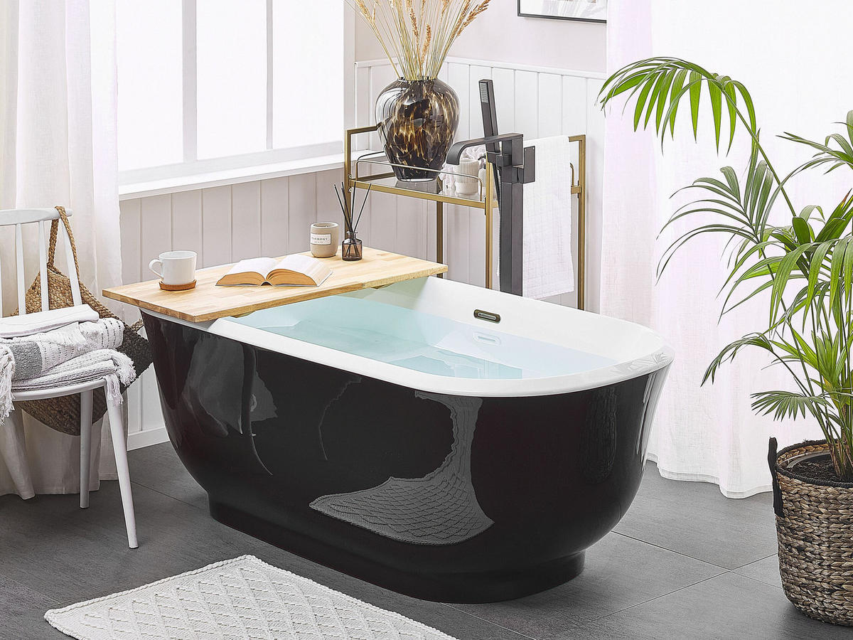 BADEWANNE FREISTEHEND 77x170x61 cm schwarz Tesoro - Schwarz, Kunststoff (77/61/170cm) - Beliani