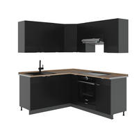 ECKKÜCHE Fame-Line, Schwarz gestreift/Anthrazit, 160 x 190 cm, AP Eiche - Anthrazit/Schwarz, Holzwerkstoff (190/81.6/60cm) - Vicco