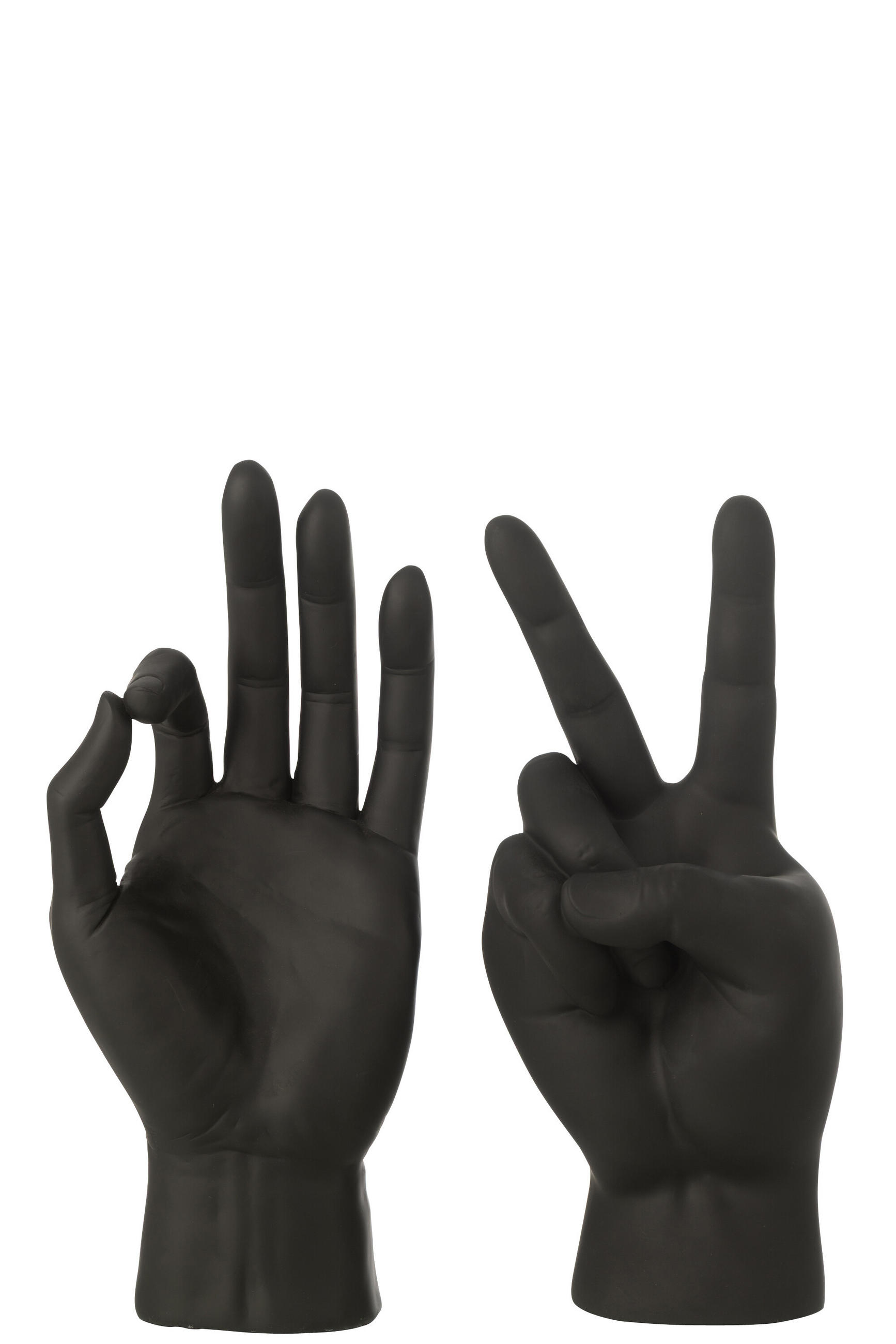 FIGUR ZEINCHENSPRACHE (2ER SET) - Schwarz, Glas/Naturmaterialien (10.5/36/16cm) - J-Line