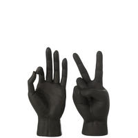 FIGUR ZEINCHENSPRACHE (2ER SET) - Schwarz, Glas/Naturmaterialien (10.5/36/16cm) - J-Line