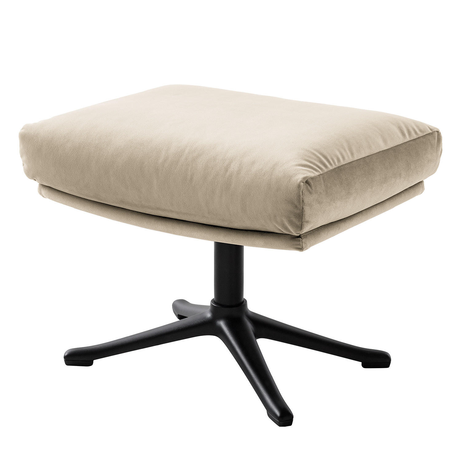 POLSTERHOCKER mit Kreuzfuß - Beige/Schwarz, Textil (51/37/41cm) - home24