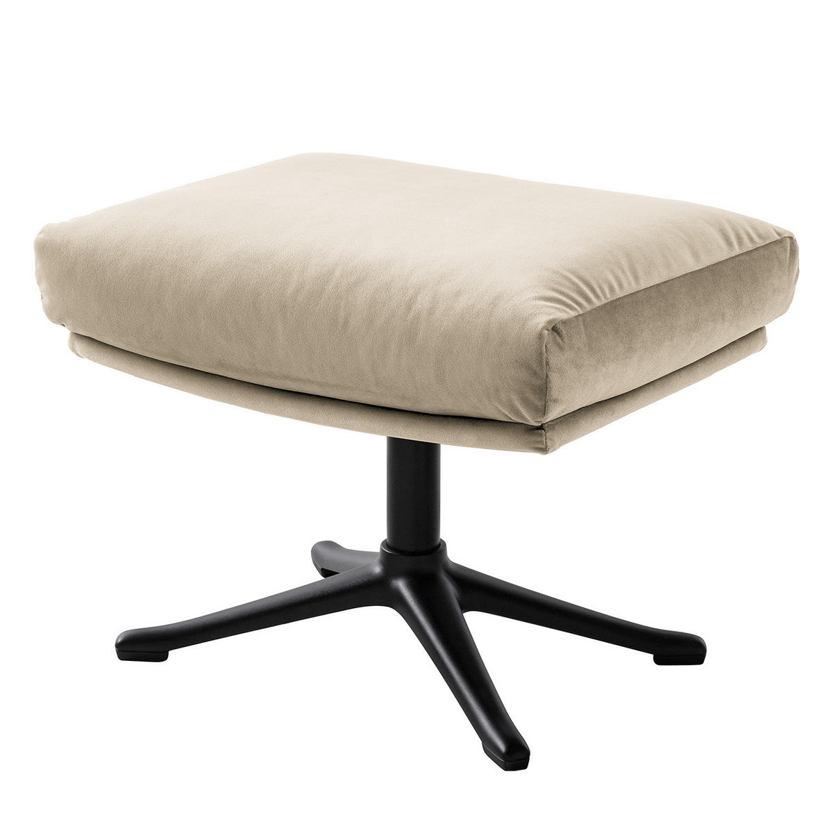 POLSTERHOCKER mit Kreuzfuß - Beige/Schwarz, Textil (51/37/41cm) - home24