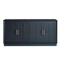 SIDEBOARD 169/40/80 cm mit verstellbaren Einlegeböden und Kippschutz, MDF mit geschwungenen Türen, Schwarz - Schwarz, Holzwerkstoff (169/80/40cm) - Redom