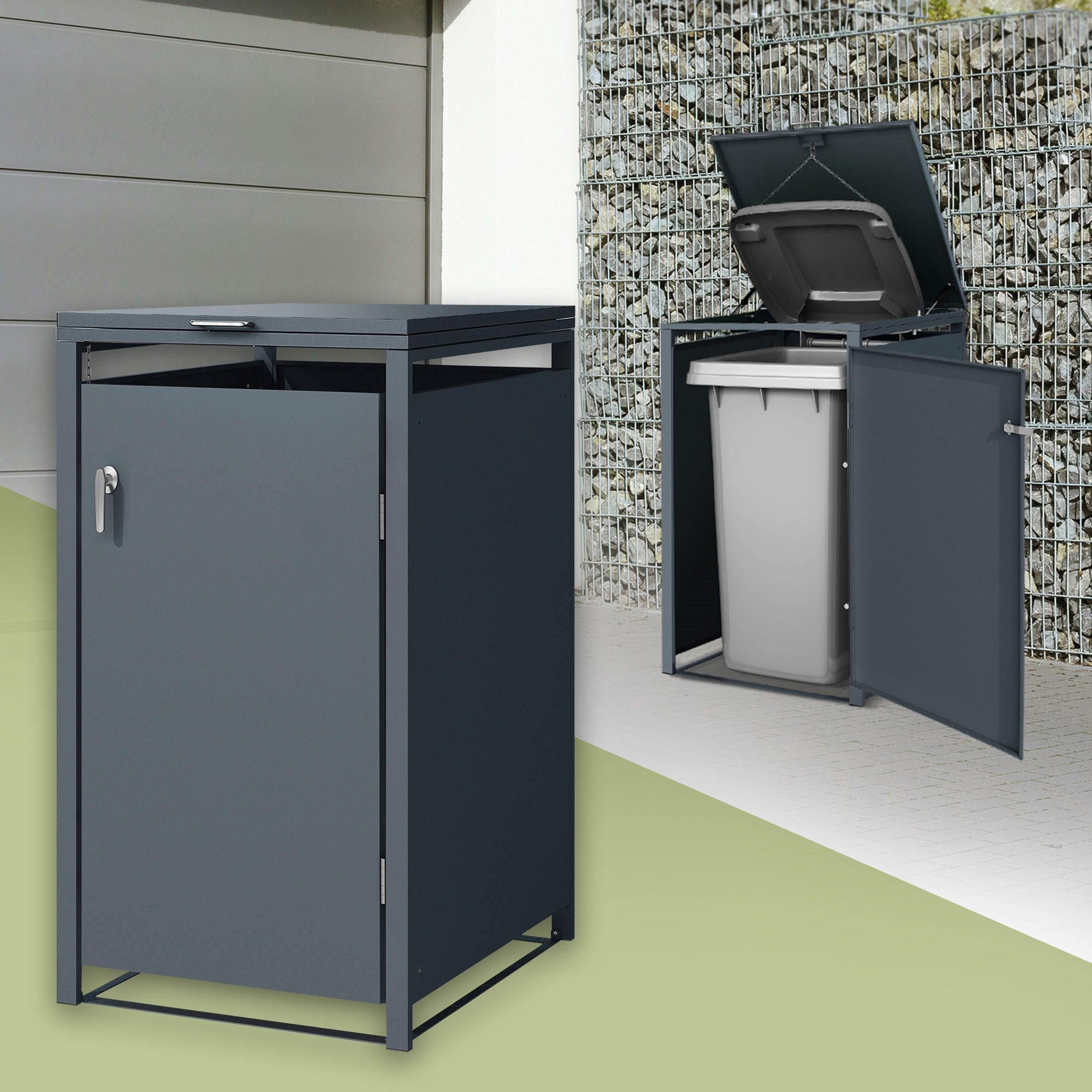 MÜLLTONNENBOX 1er Anthrazit - Anthrazit, Metall (80/116.3/68cm) - ML-DESIGN