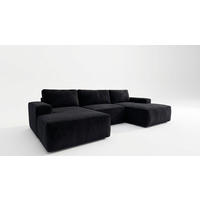 ECKSOFA EINAR 362 cm x 170 cm – Stoff: VELUTTO Schwarz 20 Farbe: Schwarz - Schwarz, Textil (362/170cm) - A&J MöbelLand