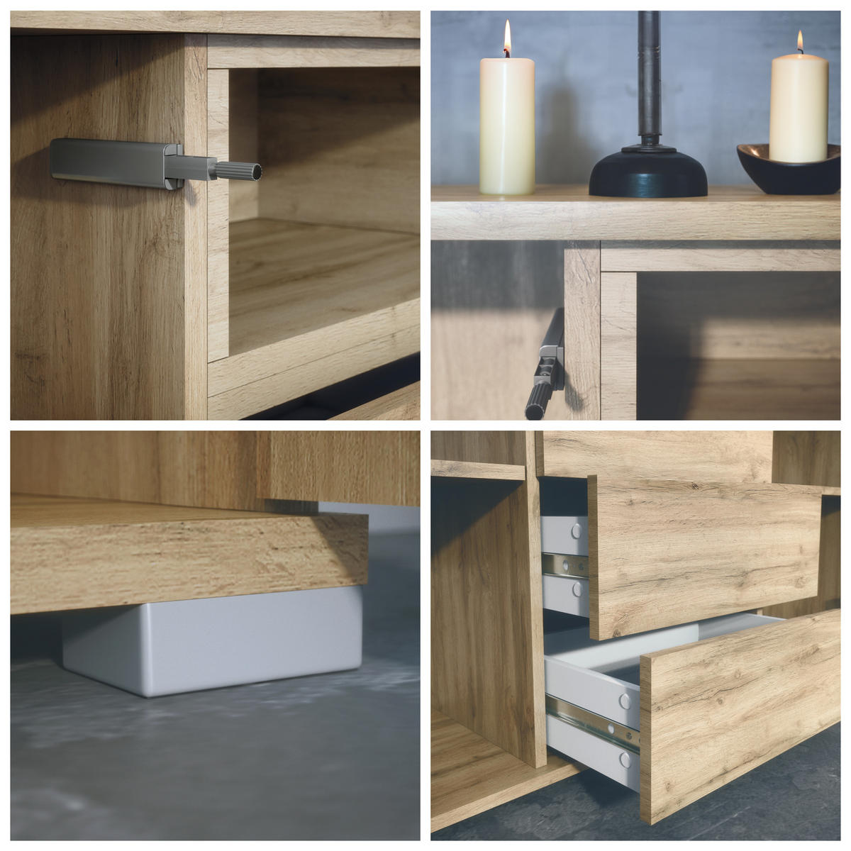 SIDEBOARD Skadu Schwarz Hochglanz - Schwarz Hochglanz, Holzwerkstoff (138.5/75.5/35cm) - Vladon
