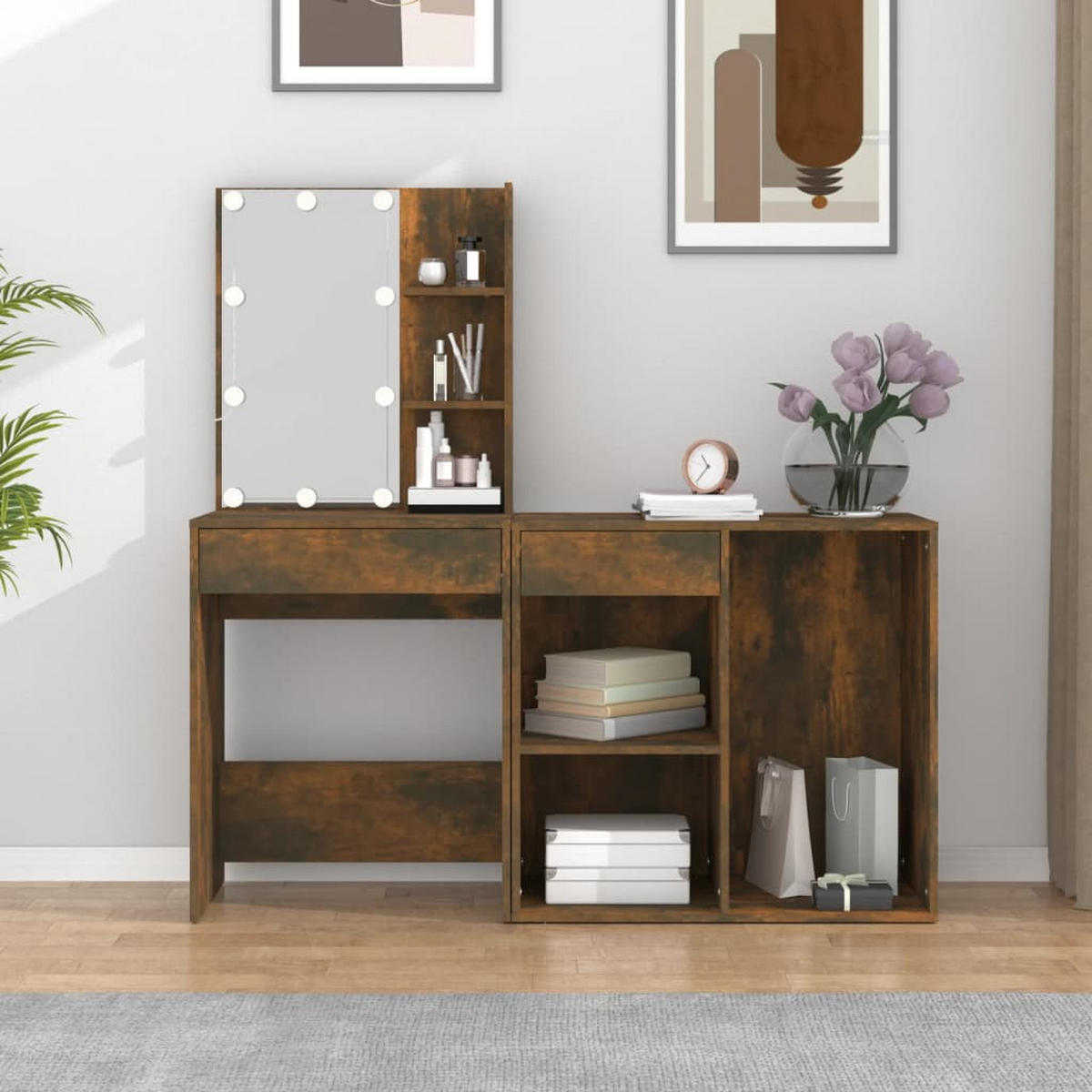SCHMINKTISCH Cole 75/40/80 cm - Taupe, Holzwerkstoff (75/80/40cm) - Nettlife