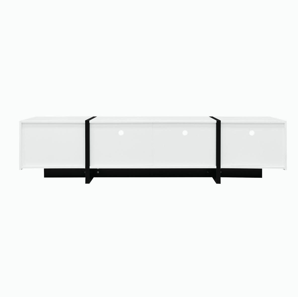 TV-SCHRANK aus MDF und Spanplatte 190x35x45 cm Schwarz/Weiß mit 3 Türen, 2 Schubladen und Dämpfungsscharnieren - Weiß, Holzwerkstoff (190/45/35cm) - Modfu