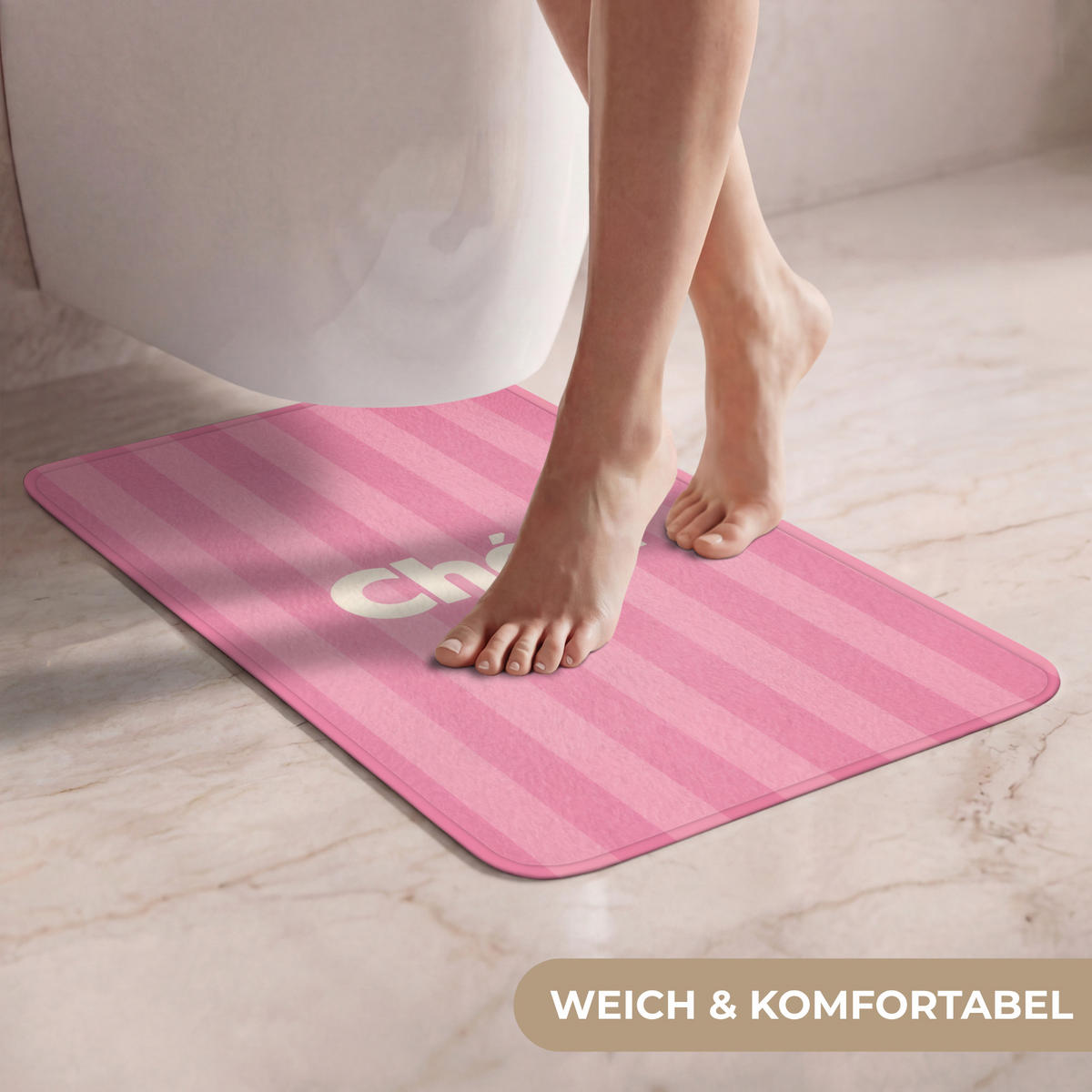 WC PŘEDLOŽKA Pruhované - růžové - Chéri 40x60 cm - růžová, textil/plast (40/1cm) - OnlyWow