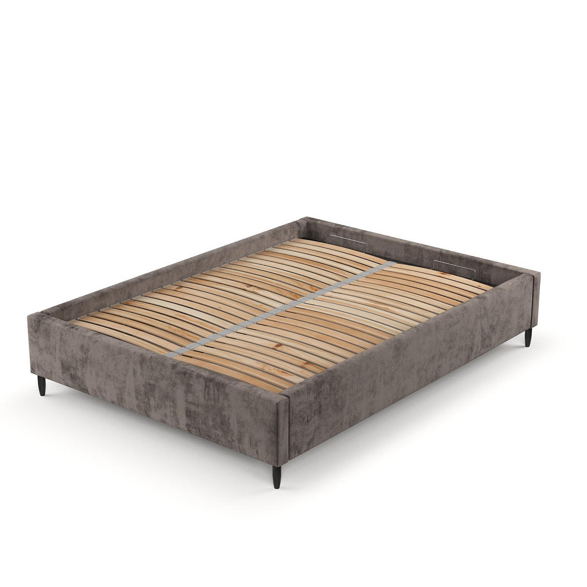 POLSTERBETT Larch Braun 140/200 cm im Chenille-Stoff - Schwarz/Naturfarben, Holz/Holzwerkstoff (140/200cm) - Maison de Reve