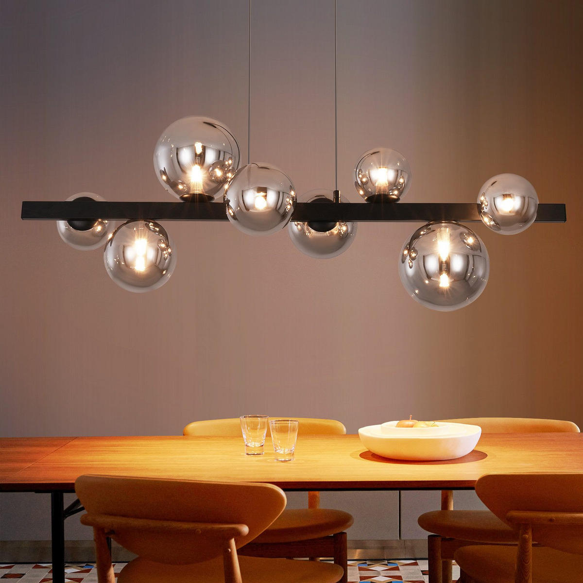 PENDELLEUCHTE Rose 90/25/160 cm - Schwarz, Metall (90/25/160cm) - ZMH