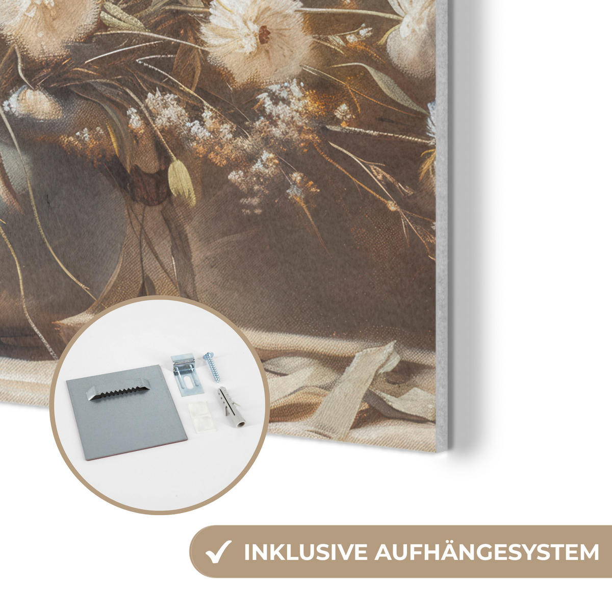 AKUSTIKBILD - Blumen - Vase - Stilleben - Beige - 80x80 - Creme, Kunststoff (80/80/0.9cm) - MuchoWow