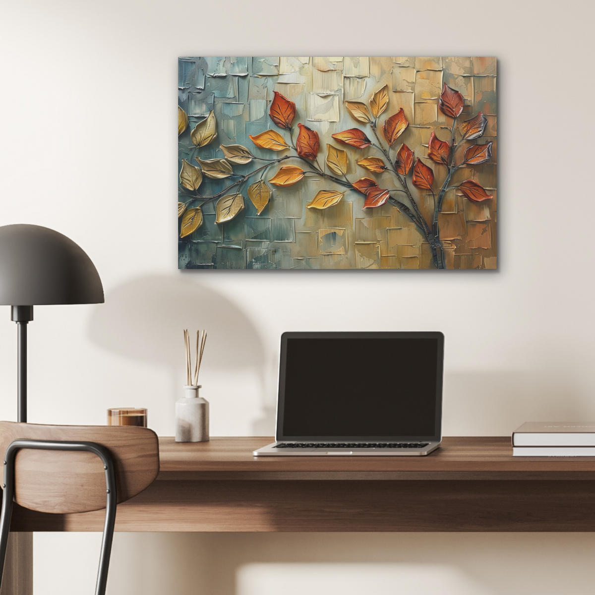 AKUSTIKBILD Baum - Abstrakt - Natur - Kunst Wanddeko 70x50 cm - Goldfarben, Kunststoff (70/50/0.9cm) - MuchoWow