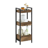 BADREGAL mit 3 Ablagefächern, bis 30kg Tragkraft, 28x74x20cm - Braun, Holzwerkstoff (28/74/20cm) - SoBuy