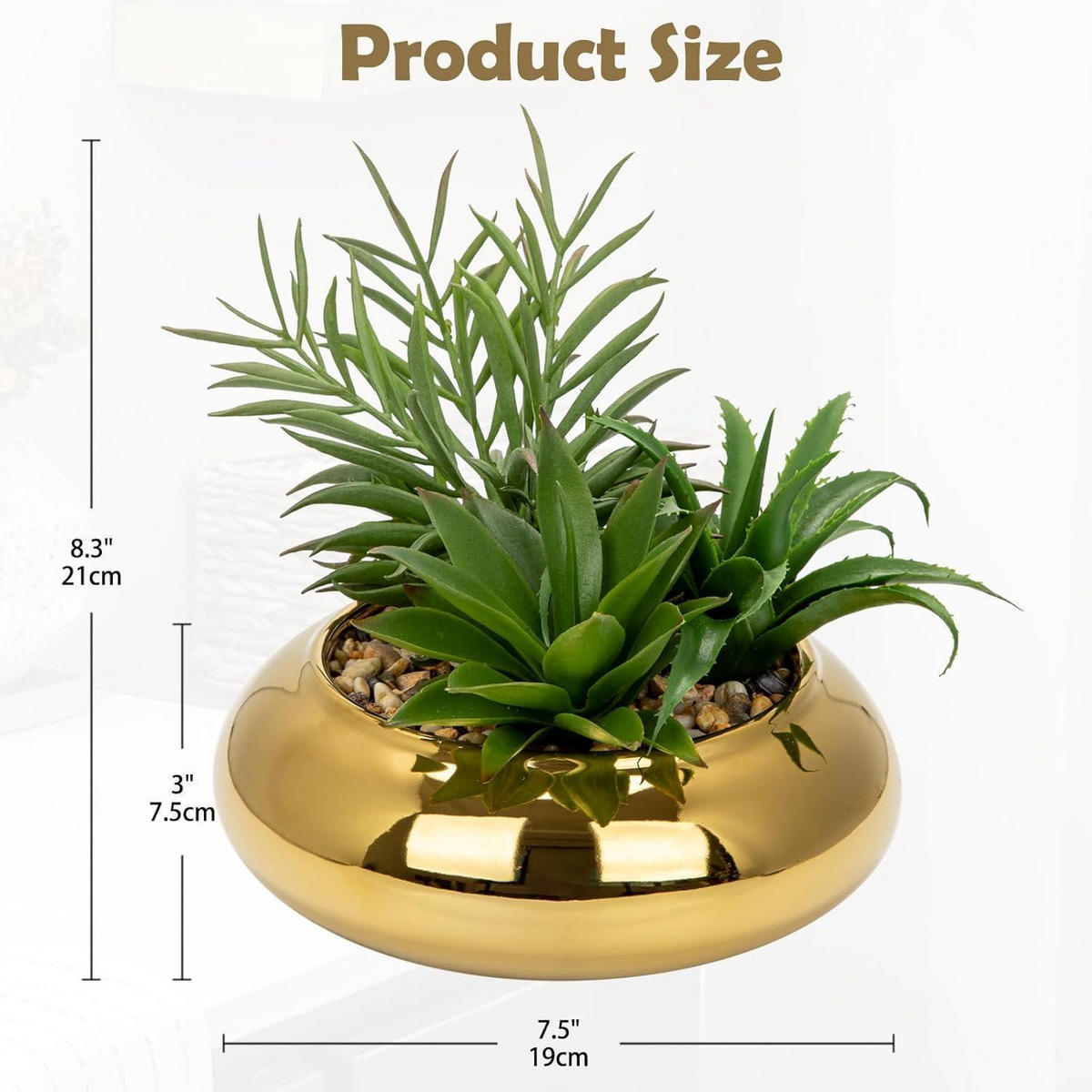 KUNSTPFLANZE Sukkulente im Keramiktopf Gold 18 cm - Goldfarben, Keramik (19.5cm)