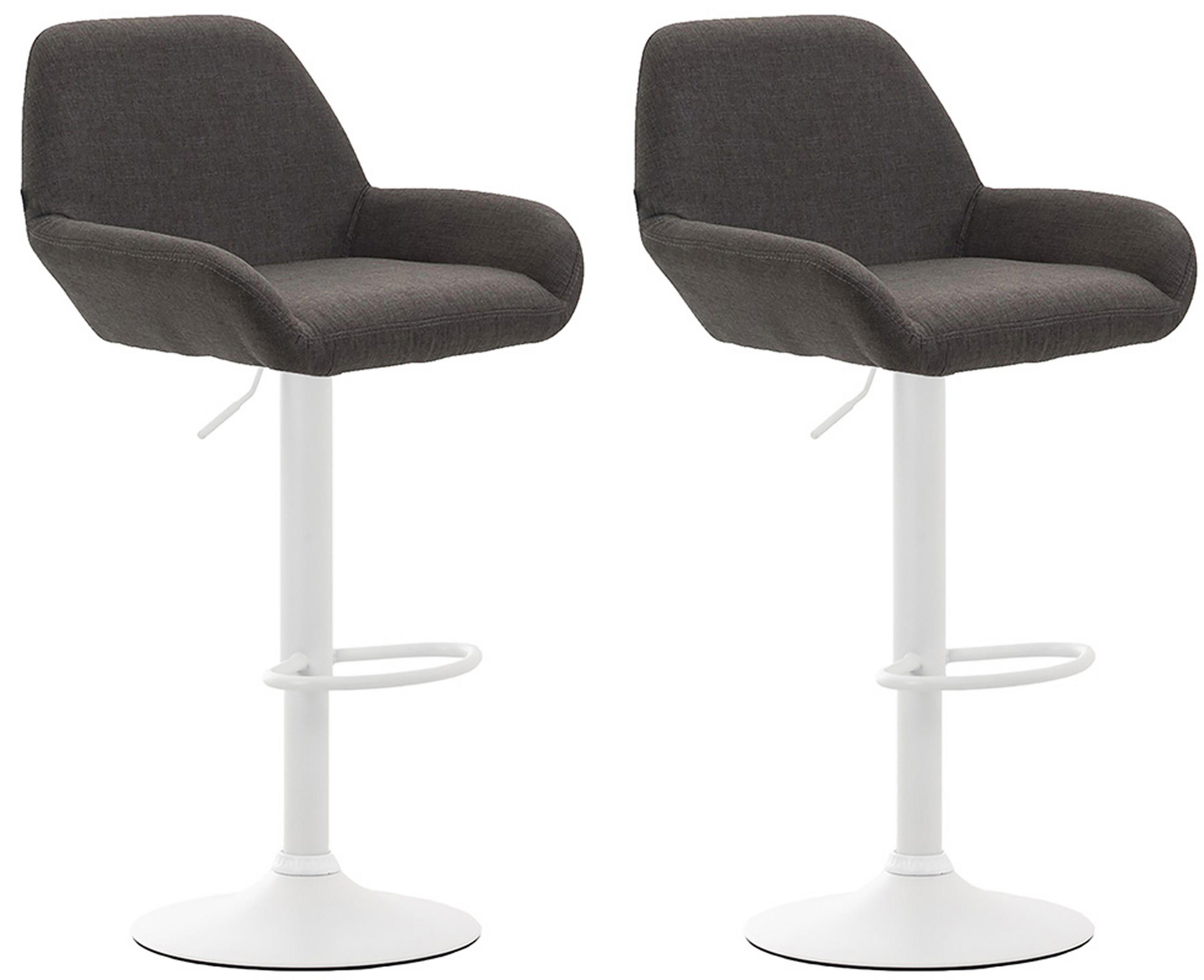 BARHOCKER 2er Set Prag Stoff weiß dunkelgrau - Dunkelgrau/Weiß, Textil/Metall (51/109/52cm) - TPFLiving