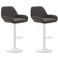 BARHOCKER 2er Set Prag Stoff weiß dunkelgrau - Dunkelgrau/Weiß, Textil/Metall (51/109/52cm) - TPFLiving